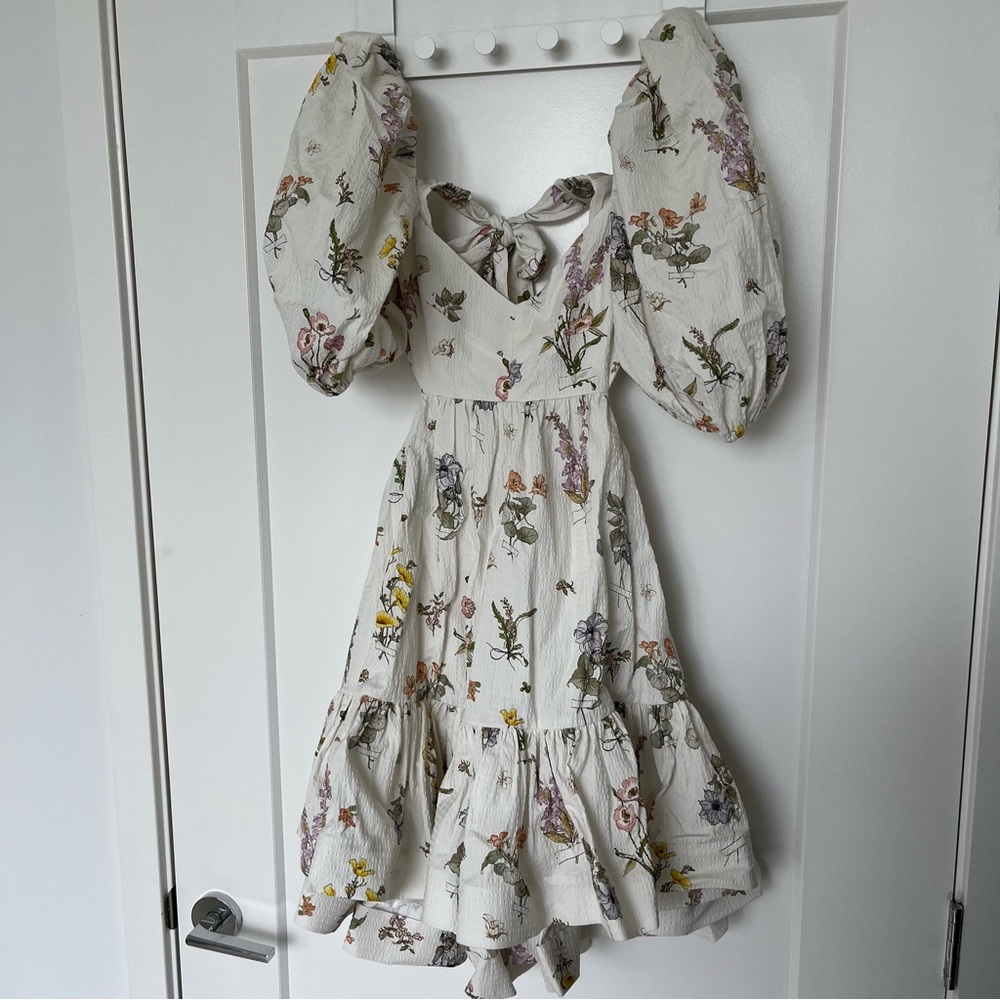 Zimmerman Jeannie Puff-Sleeve Minidress - Sz US 8 - Bouquest Floral